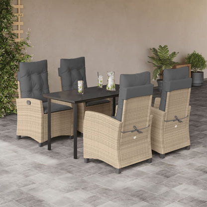 Set Pranzo da Giardino 5 pz con Cuscini Beige Misto Polyrattan - homemem39