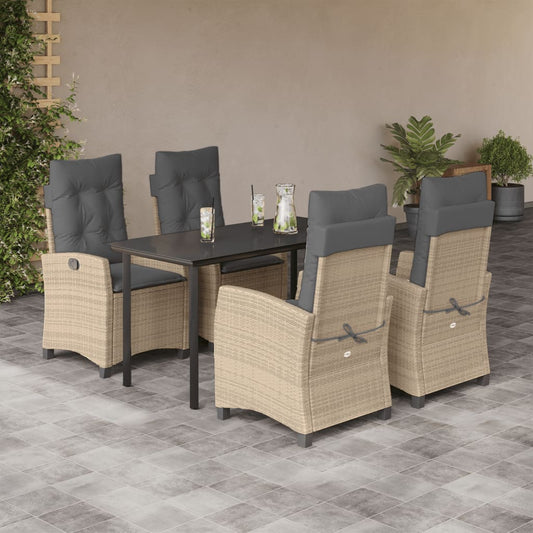 Set Pranzo da Giardino 5 pz con Cuscini Beige Misto Polyrattan - homemem39