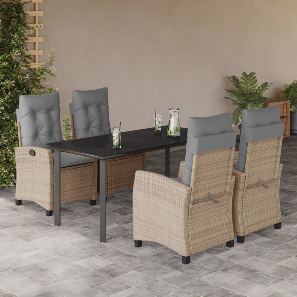 Set Pranzo da Giardino 5 pz con Cuscini Beige Misto Polyrattan - homemem39
