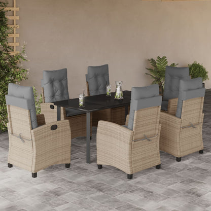 Set Pranzo da Giardino 7 pz con Cuscini Beige Misto Polyrattan - homemem39