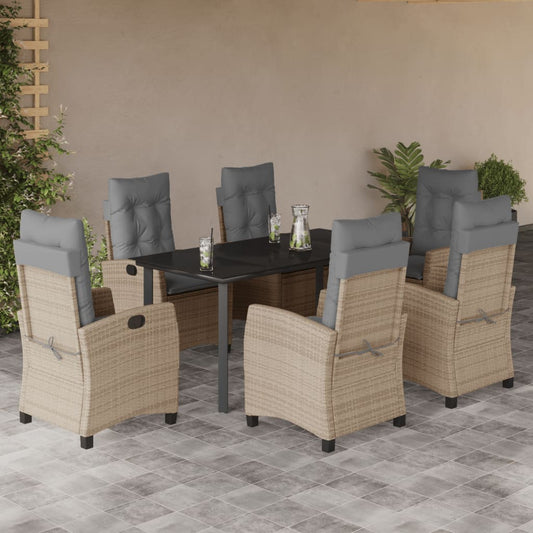Set Pranzo da Giardino 7 pz con Cuscini Beige Misto Polyrattan - homemem39