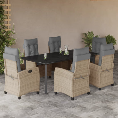 Set Pranzo da Giardino 7 pz con Cuscini Beige Misto Polyrattan - homemem39