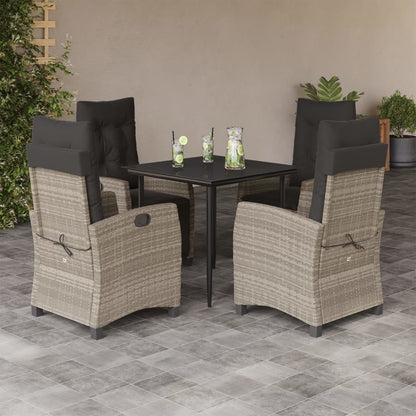 Set Pranzo da Giardino 5pz con Cuscini Grigio Chiaro Polyrattan - homemem39