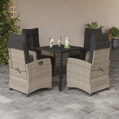 Set Pranzo da Giardino 5pz con Cuscini Grigio Chiaro Polyrattan - homemem39