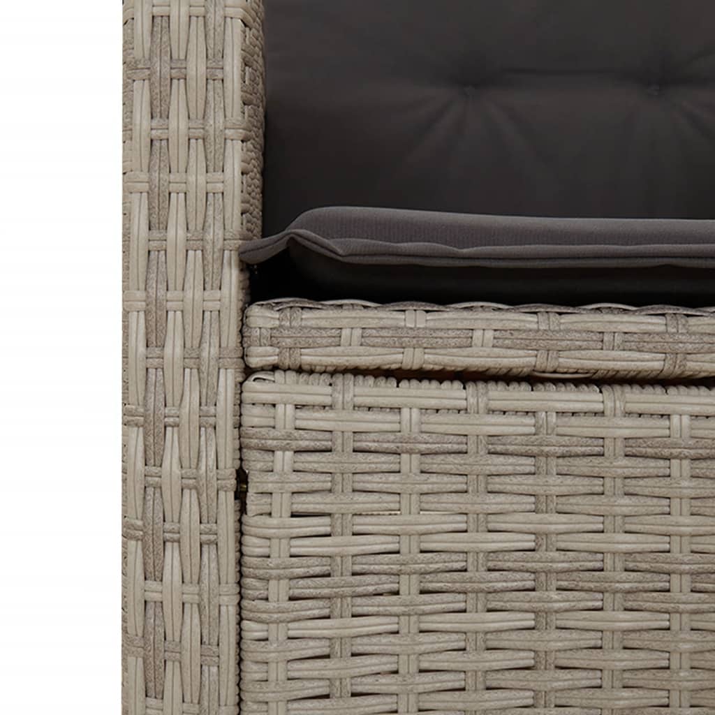 Set Pranzo da Giardino 5pz con Cuscini Grigio Chiaro Polyrattan - homemem39