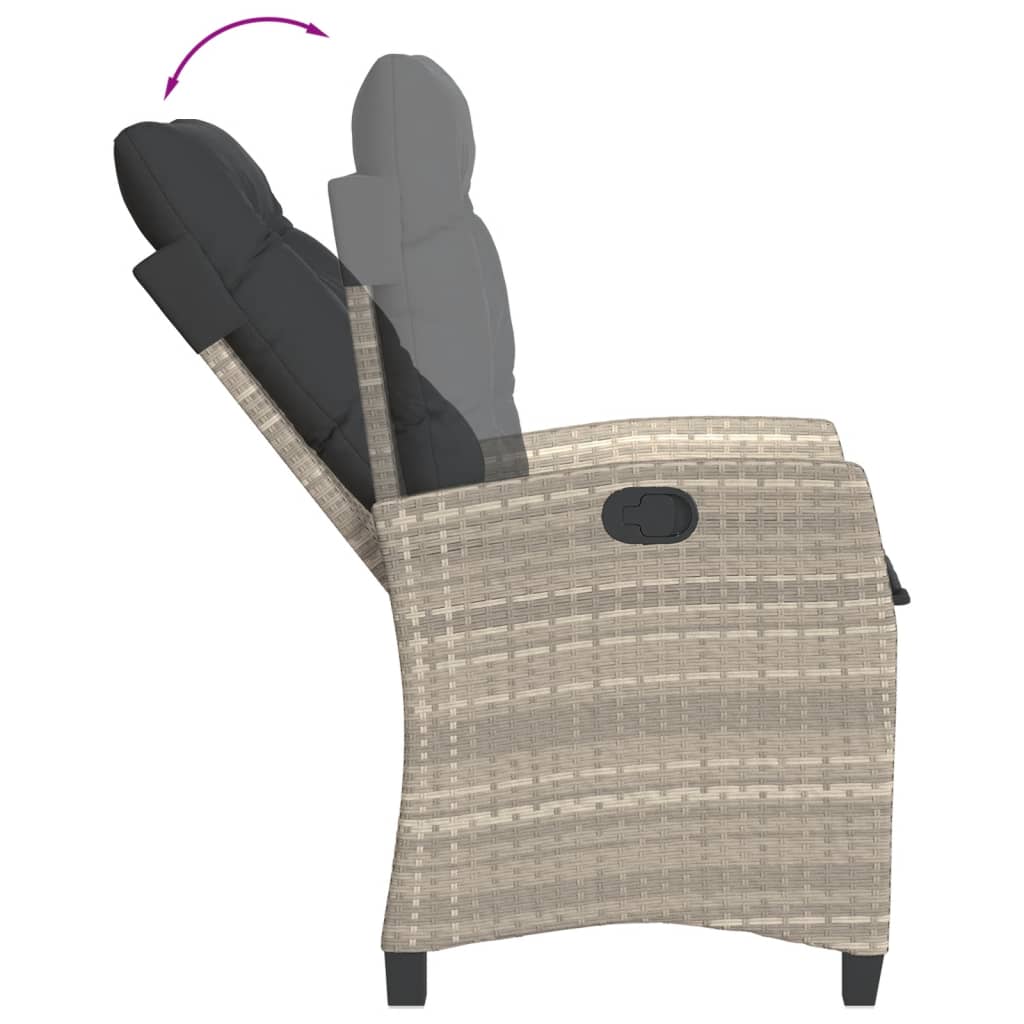 Set da Pranzo da Giardino 7 pz Cuscini Polyrattan Grigio Chiaro | homemem39