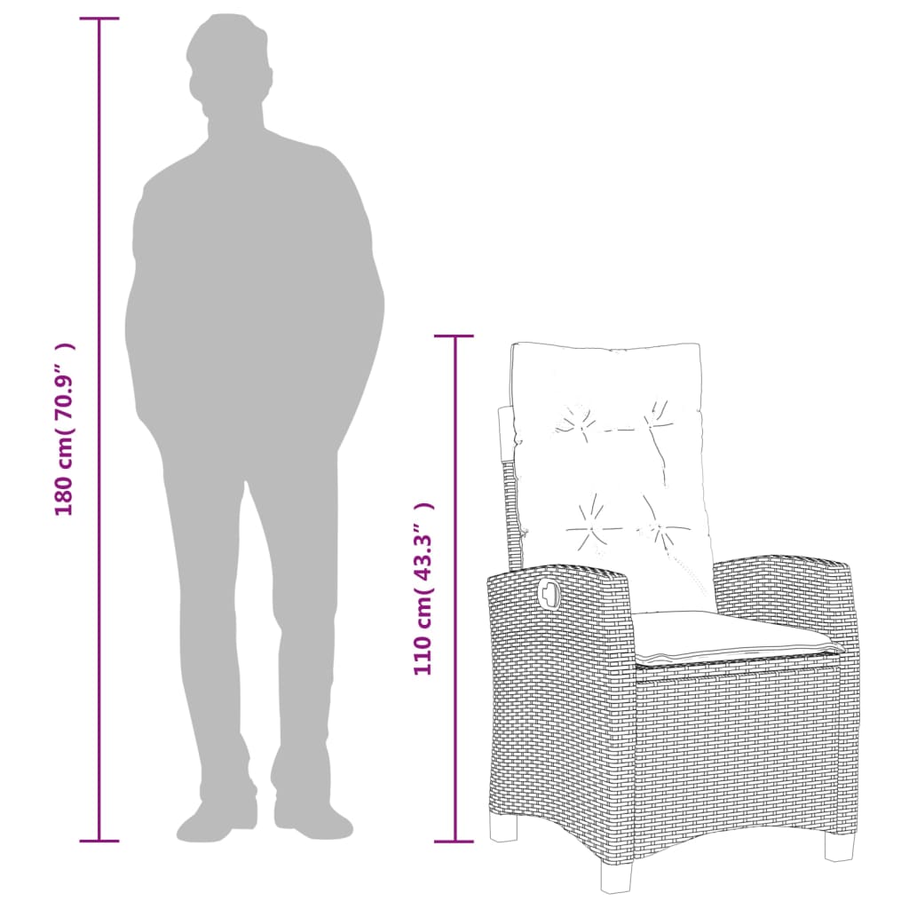 Set da Pranzo da Giardino 7 pz Cuscini Polyrattan Grigio Chiaro - homemem39