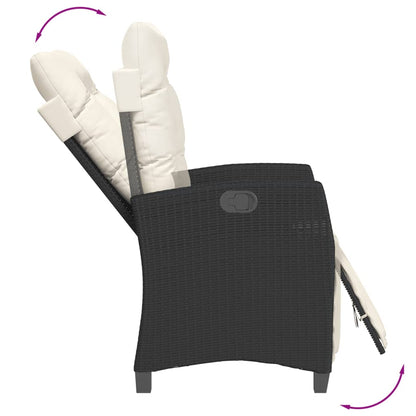 Set da Pranzo da Giardino 3 pz con Cuscini Nero in Polyrattan