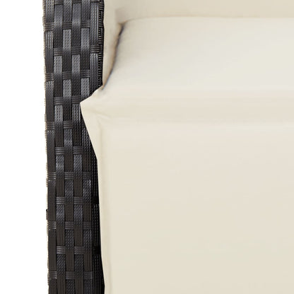 Set da Pranzo da Giardino 3 pz con Cuscini Nero in Polyrattan | homemem39