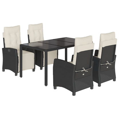 Set da Pranzo da Giardino 5 pz Nero con Cuscini in Polyrattan - homemem39