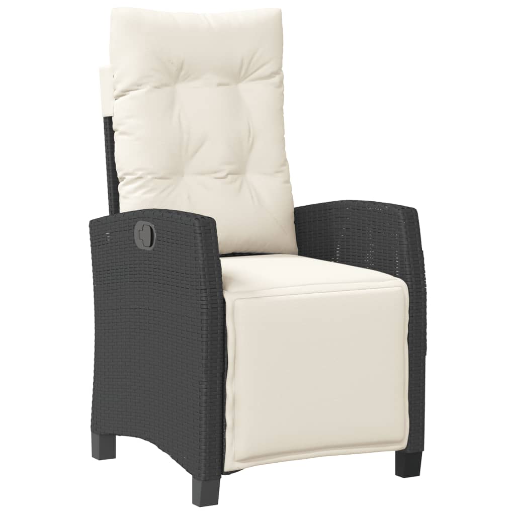 Set da Pranzo da Giardino 7 pz Nero con Cuscini in Polyrattan | homemem39