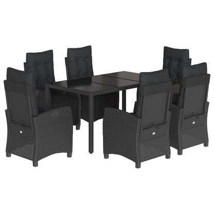 Set da Pranzo da Giardino 7 pz Nero con Cuscini in Polyrattan - homemem39