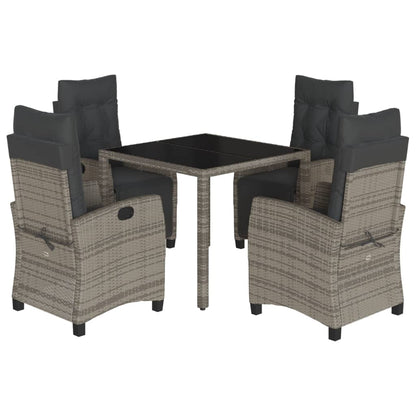 Set da Pranzo da Giardino 5 pz con Cuscini in Polyrattan Grigio - homemem39