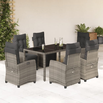 Set da Pranzo da Giardino 7 pz con Cuscini in Polyrattan Grigio - homemem39
