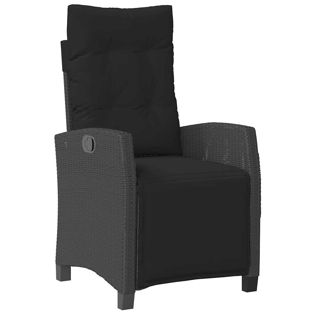 Set da Pranzo da Giardino 3 pz con Cuscini Nero in Polyrattan | homemem39