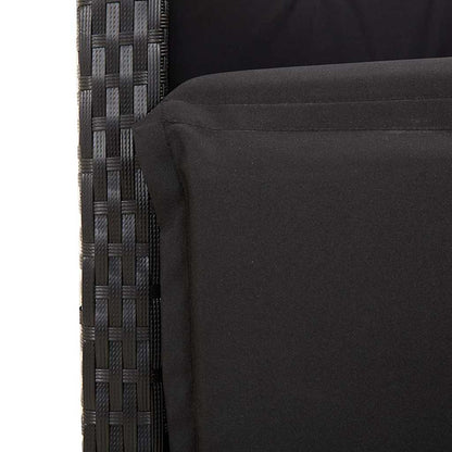 Set da Pranzo da Giardino 3 pz con Cuscini Nero in Polyrattan | homemem39