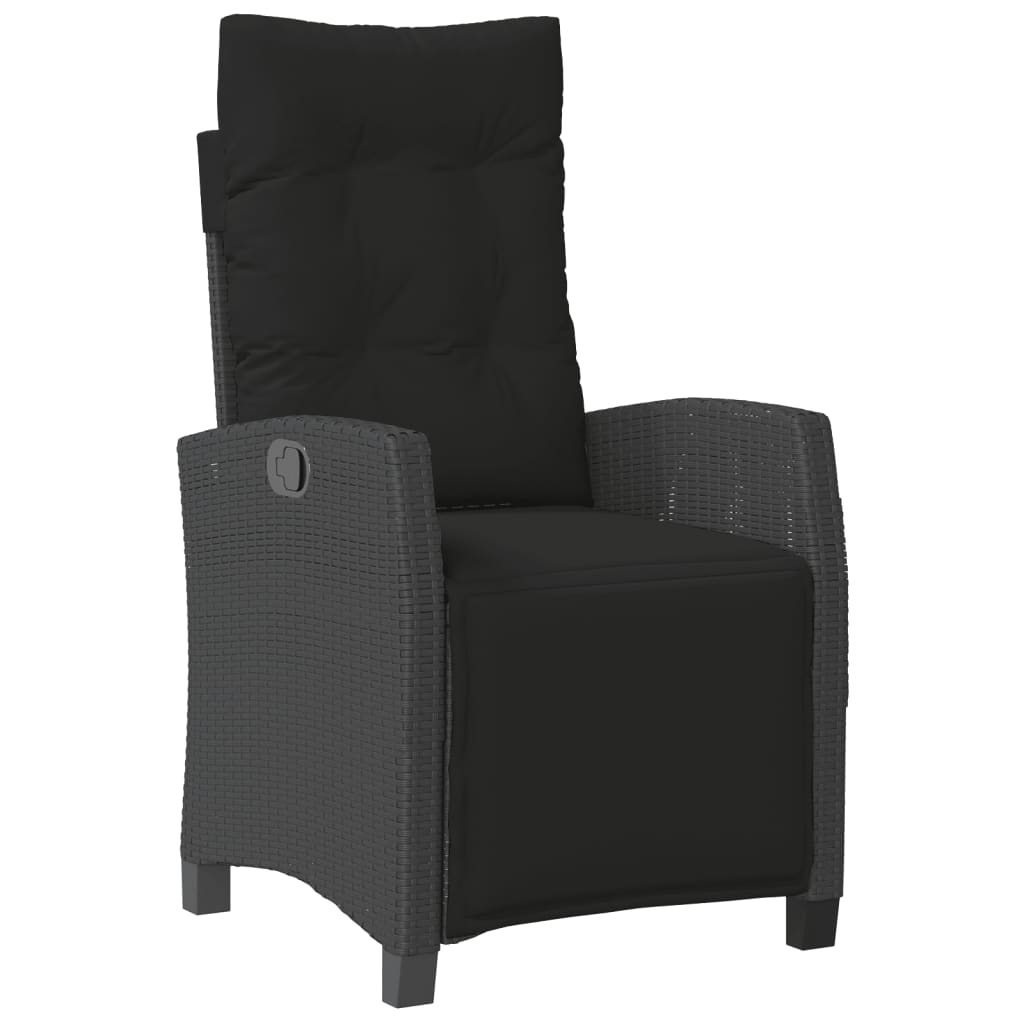 Set da Pranzo da Giardino 7 pz Nero con Cuscini in Polyrattan | homemem39