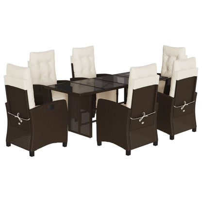 Set da Pranzo da Giardino 7pz con Cuscini in Polyrattan Marrone - homemem39