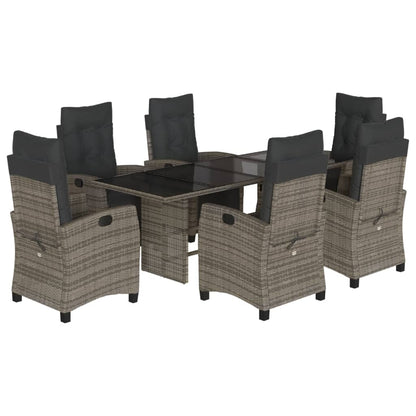 Set da Pranzo da Giardino 7 pz con Cuscini in Polyrattan Grigio - homemem39