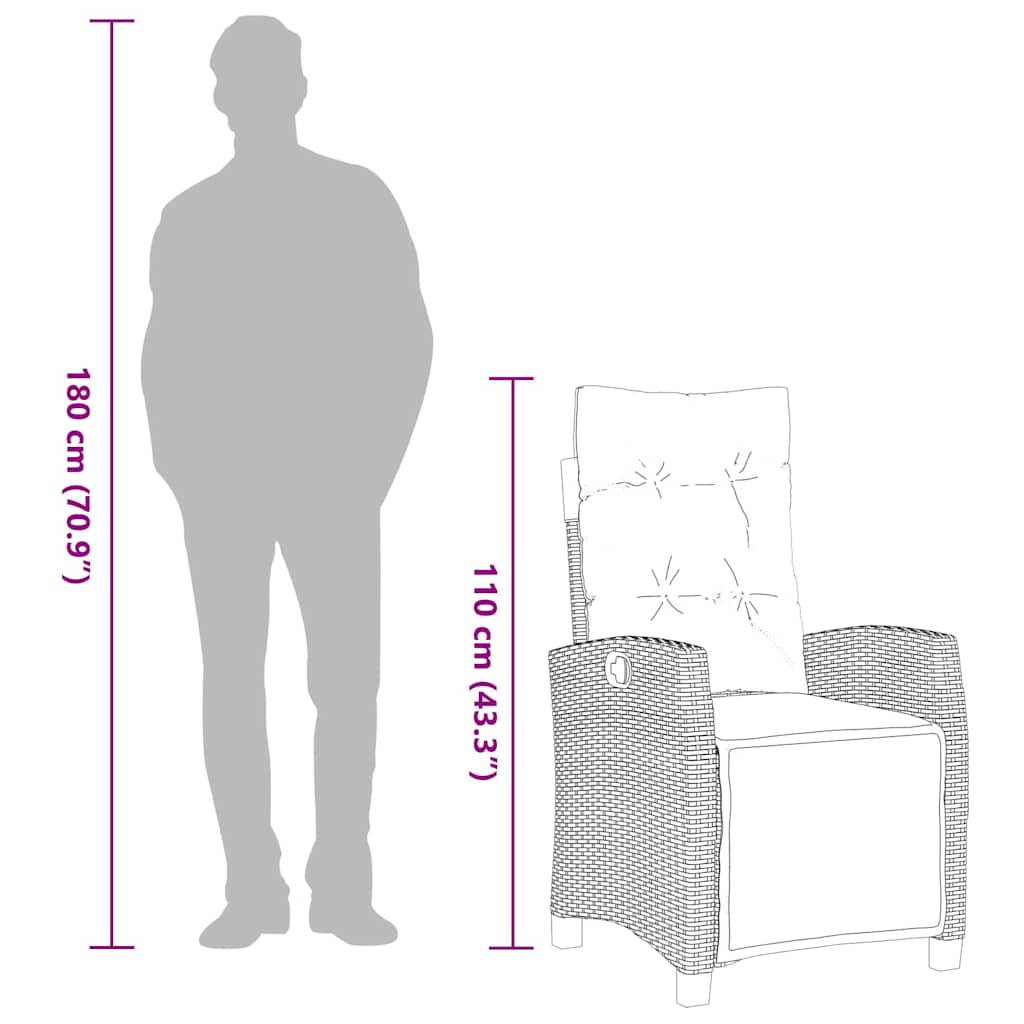 Set da Pranzo da Giardino 7 pz Cuscini Polyrattan Grigio Chiaro - homemem39