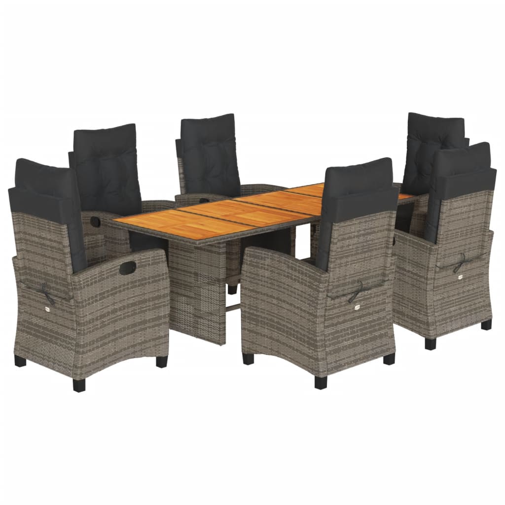 Set da Pranzo da Giardino 9 pz con Cuscini in Polyrattan Grigio | homemem39