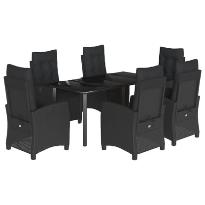 Set da Pranzo da Giardino 7 pz Nero con Cuscini in Polyrattan - homemem39