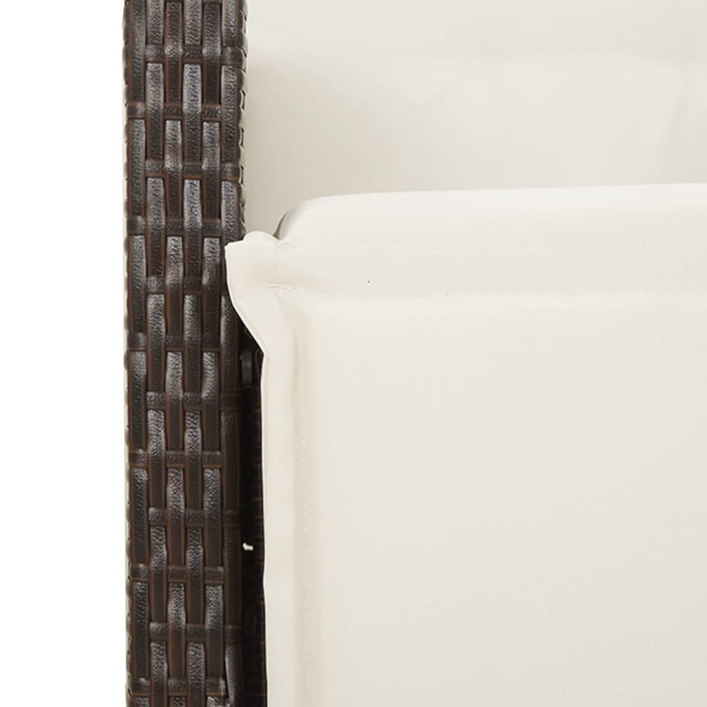 Set da Pranzo da Giardino 3pz con Cuscini in Polyrattan Marrone