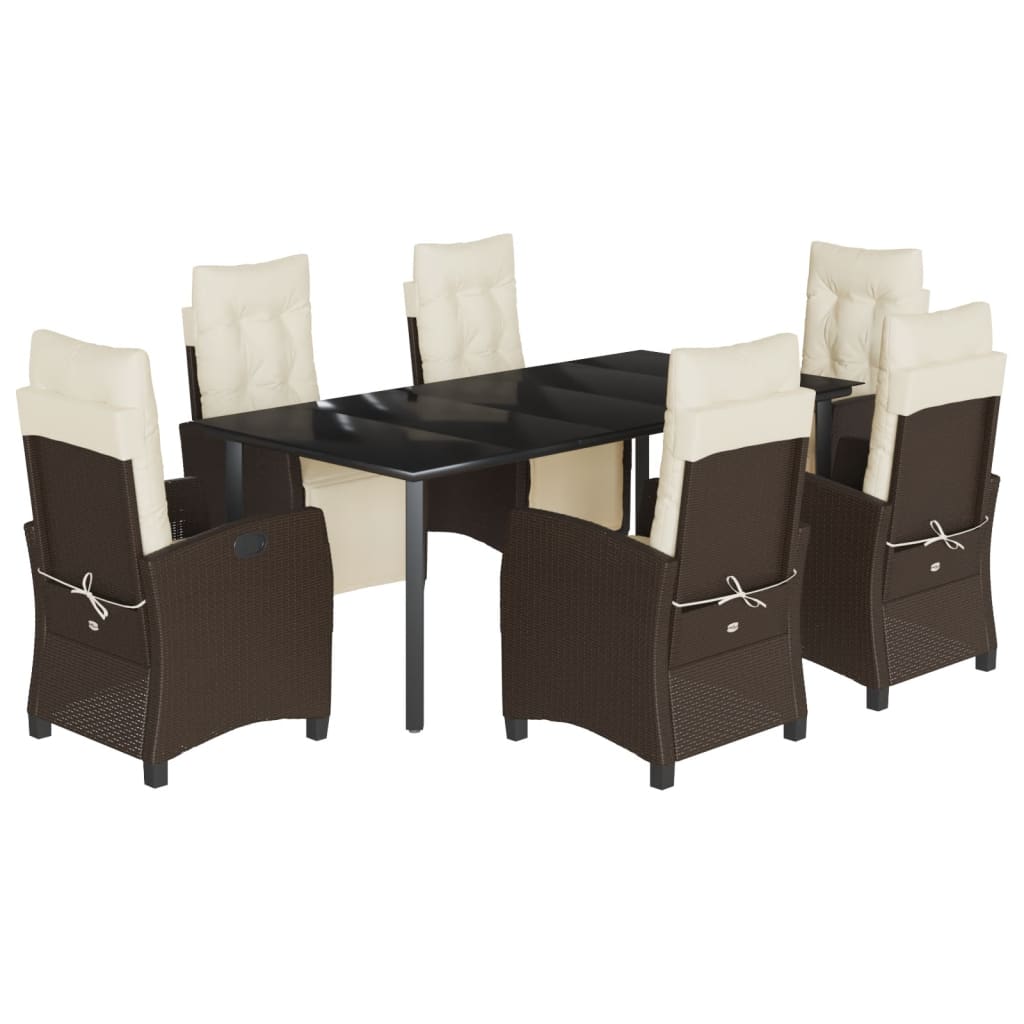 Set da Pranzo da Giardino 7pz con Cuscini in Marrone