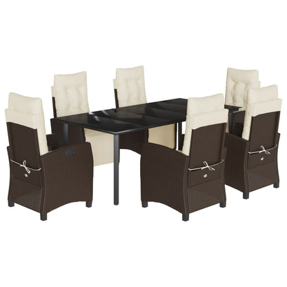 Set da Pranzo da Giardino 7pz con Cuscini in Marrone