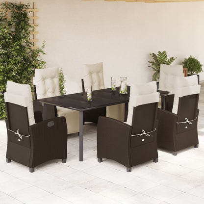 Set da Pranzo da Giardino 7pz con Cuscini in Polyrattan Marrone - homemem39