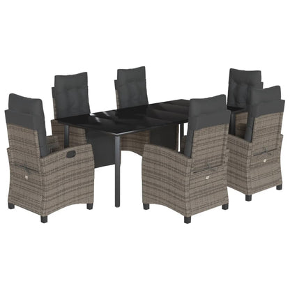 Set da Pranzo da Giardino 7 pz con Cuscini in Polyrattan Grigio - homemem39