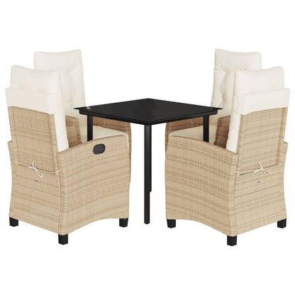 Set da Pranzo da Giardino 5 pz con Cuscini Beige in Polyrattan
