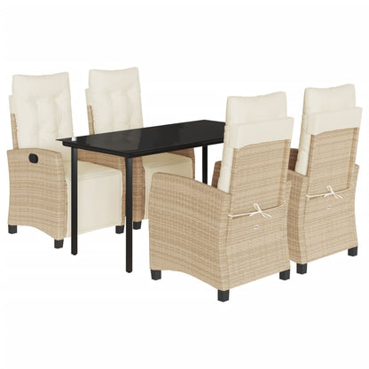 Set da Pranzo da Giardino 5 pz con Cuscini Beige in Polyrattan | homemem39