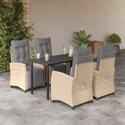 Set Pranzo da Giardino 5 pz con Cuscini Beige Misto Polyrattan | homemem39