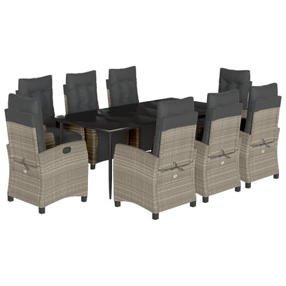 Set Pranzo da Giardino 9pz con Cuscini Grigio Chiaro Polyrattan - homemem39