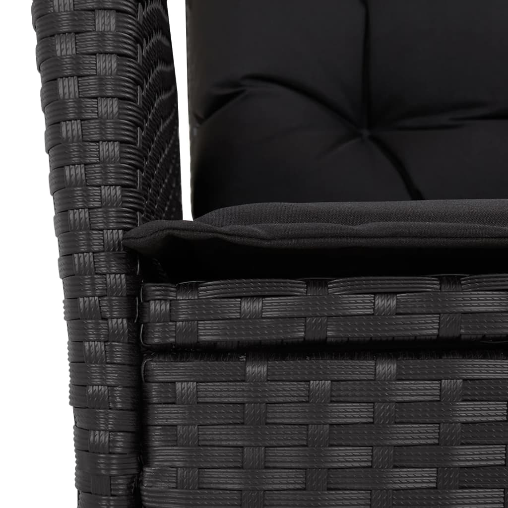 Set da Pranzo da Giardino 5 pz Nero con Cuscini in Polyrattan