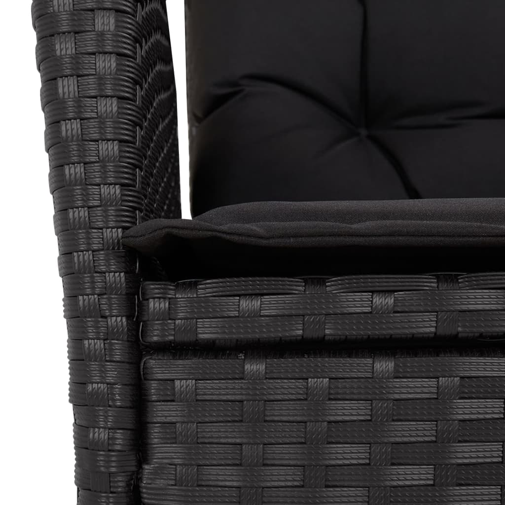 Set da Pranzo da Giardino 5 pz Nero con Cuscini in Polyrattan - homemem39