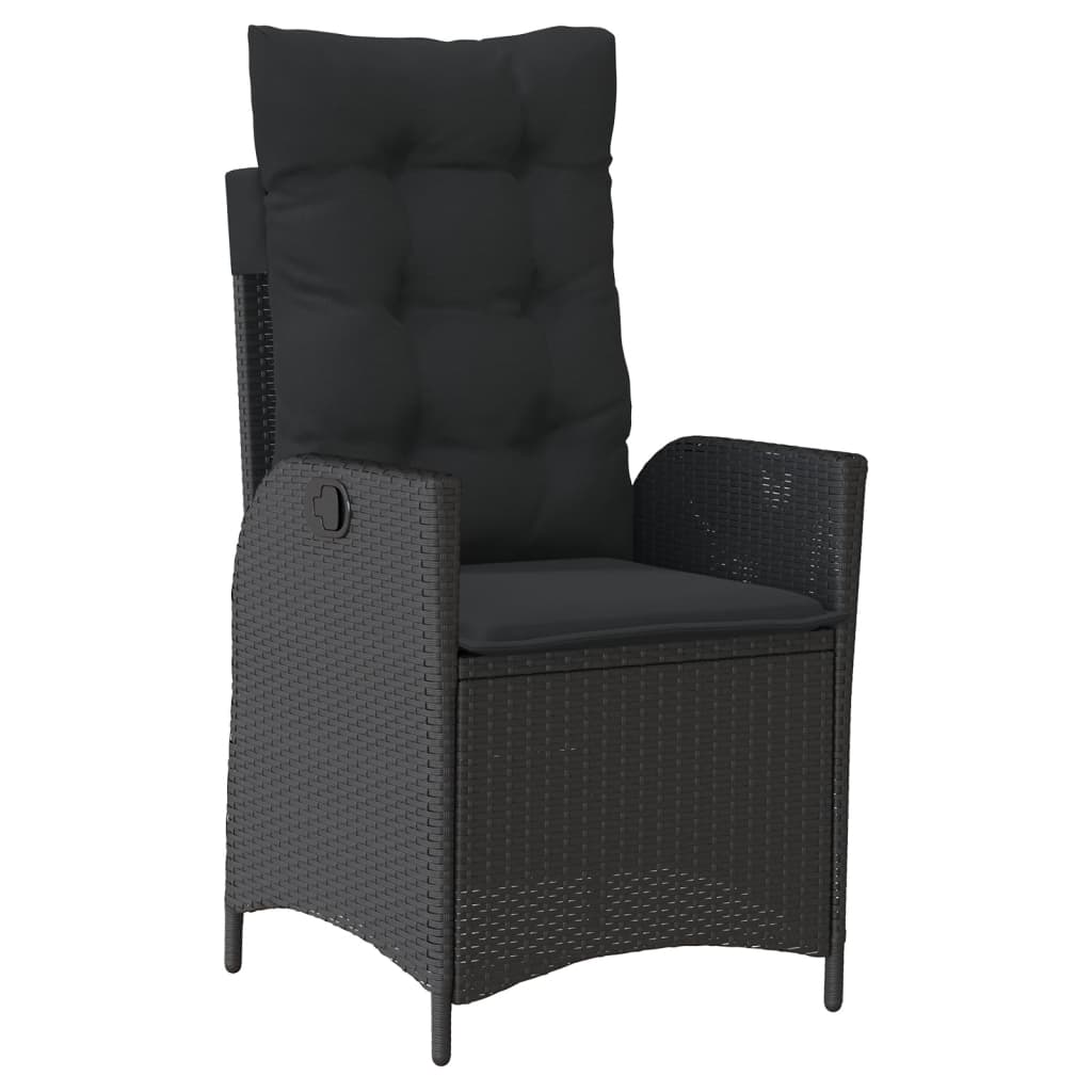 Set da Pranzo da Giardino 7 pz Nero con Cuscini in Polyrattan - homemem39