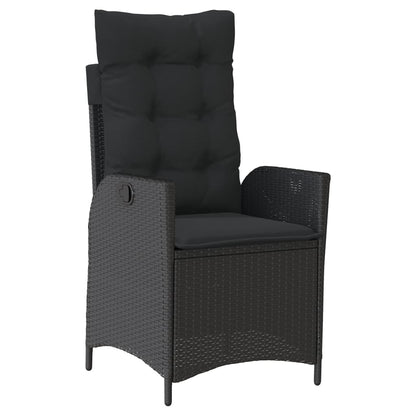 Set da Pranzo da Giardino 9 pz con Cuscini Nero in Polyrattan | homemem39