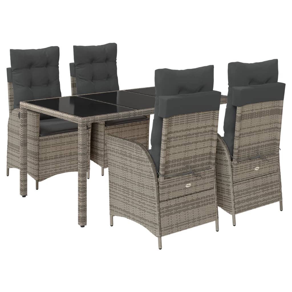 Set da Pranzo da Giardino 5 pz con Cuscini in Polyrattan Grigio - homemem39