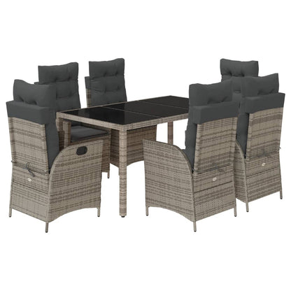 Set da Pranzo da Giardino 7 pz con Cuscini in Polyrattan Grigio - homemem39