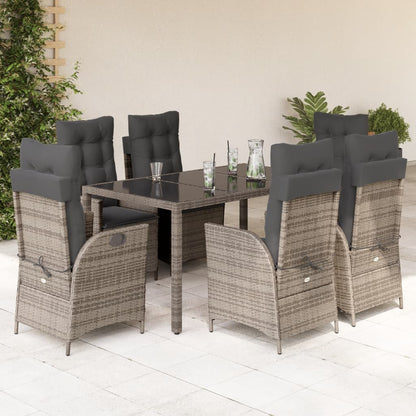 Set da Pranzo da Giardino 7 pz con Cuscini in Polyrattan Grigio - homemem39