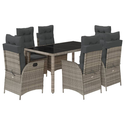 Set da Pranzo da Giardino 7 pz con Cuscini in Polyrattan Grigio - homemem39