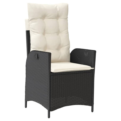 Set da Pranzo da Giardino 3 pz con Cuscini Nero in Polyrattan | homemem39