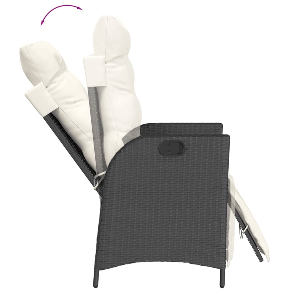Set da Pranzo da Giardino 5 pz Nero con Cuscini in Polyrattan | homemem39