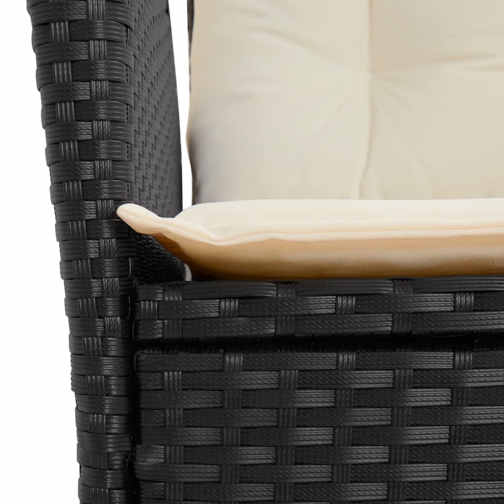 Set da Pranzo da Giardino 5 pz Nero con Cuscini in Polyrattan - homemem39