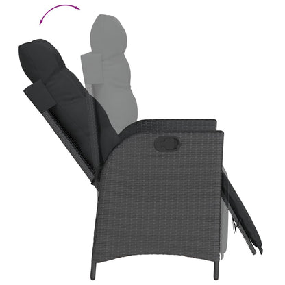 Set da Pranzo da Giardino 5 pz Nero con Cuscini in Polyrattan - homemem39