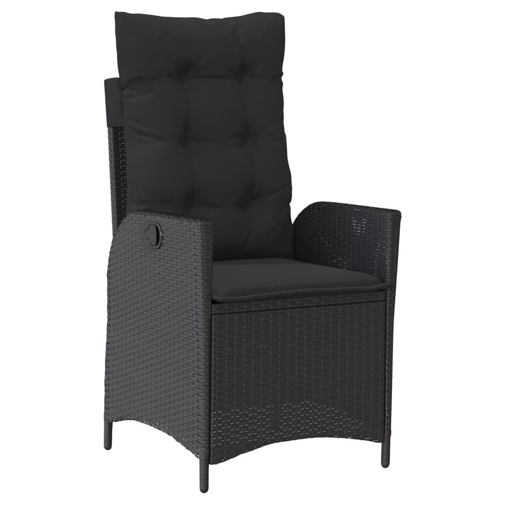 Set da Pranzo da Giardino 5 pz Nero con Cuscini in Polyrattan - homemem39