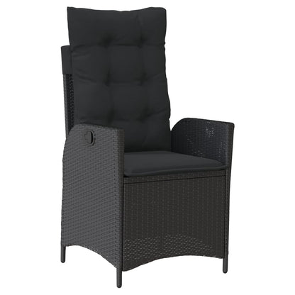 Set da Pranzo da Giardino 7 pz Nero con Cuscini in Polyrattan - homemem39