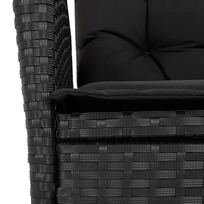 Set da Pranzo da Giardino 7 pz Nero con Cuscini in Polyrattan - homemem39